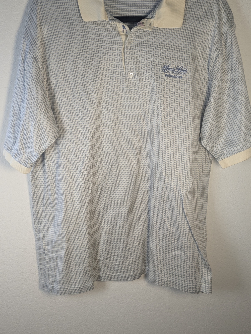 Bobby Jones Collection Sandy Lane Barbados Polo Shirt Men’s Large Blue White Gol